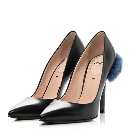 Fendi Calfskin Mink Fur Decollete Pumps 35 Black 3 of 8