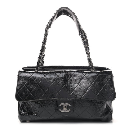 Chanel Distressed Patent Quilted Small Ritz Flap Bag Black 1 of 6