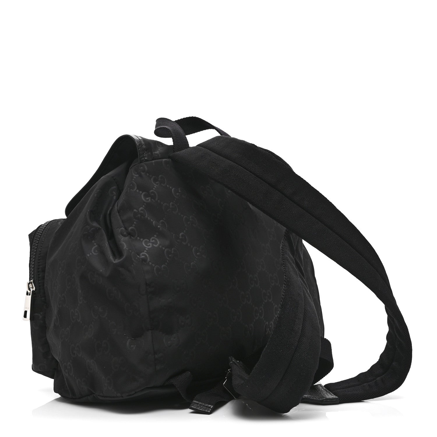 Gucci Nylon Monogram Medium Light Single Buckle Backpack Black 3 of 10