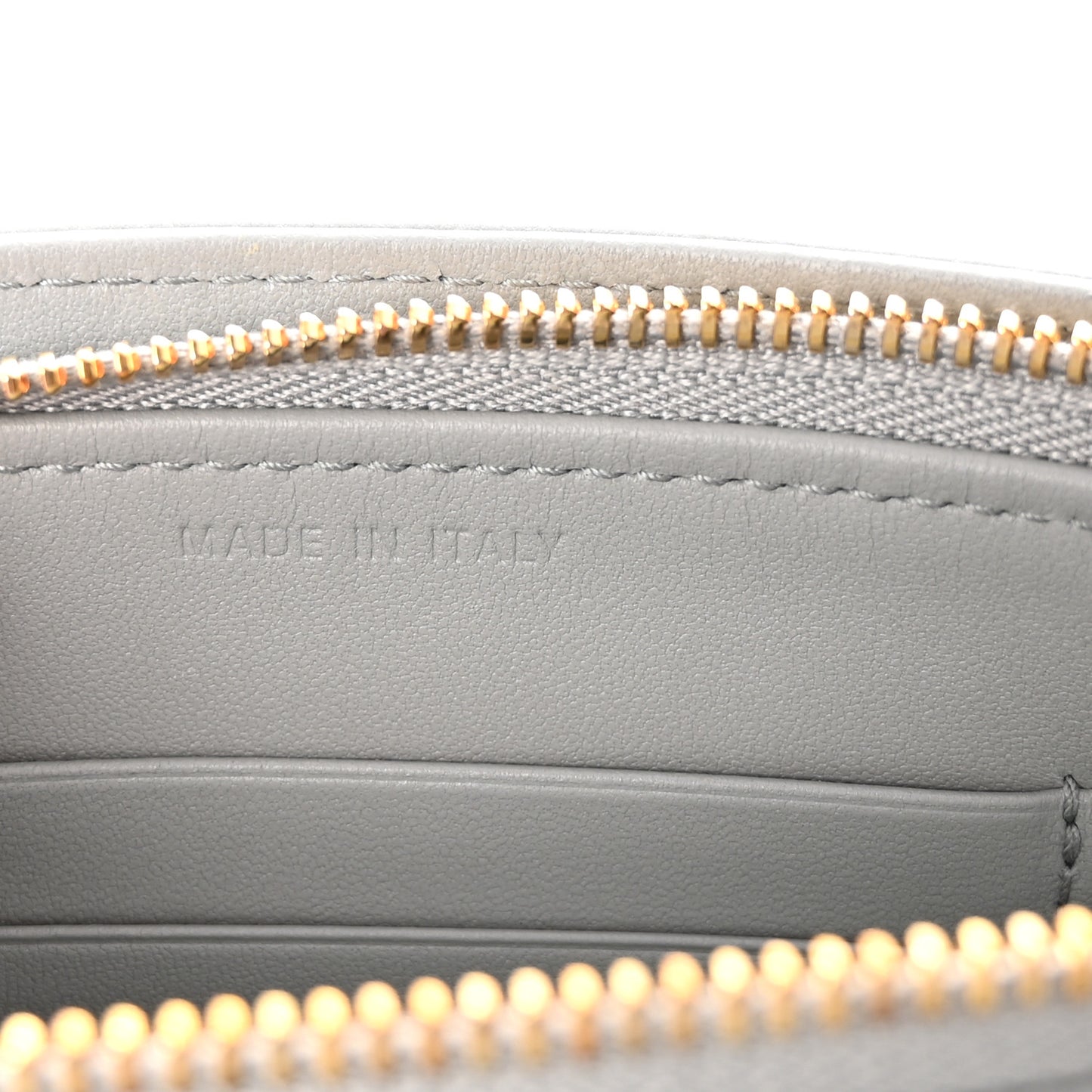 Calfskin Cannage Caro Zipped Pouch With Chain Grey