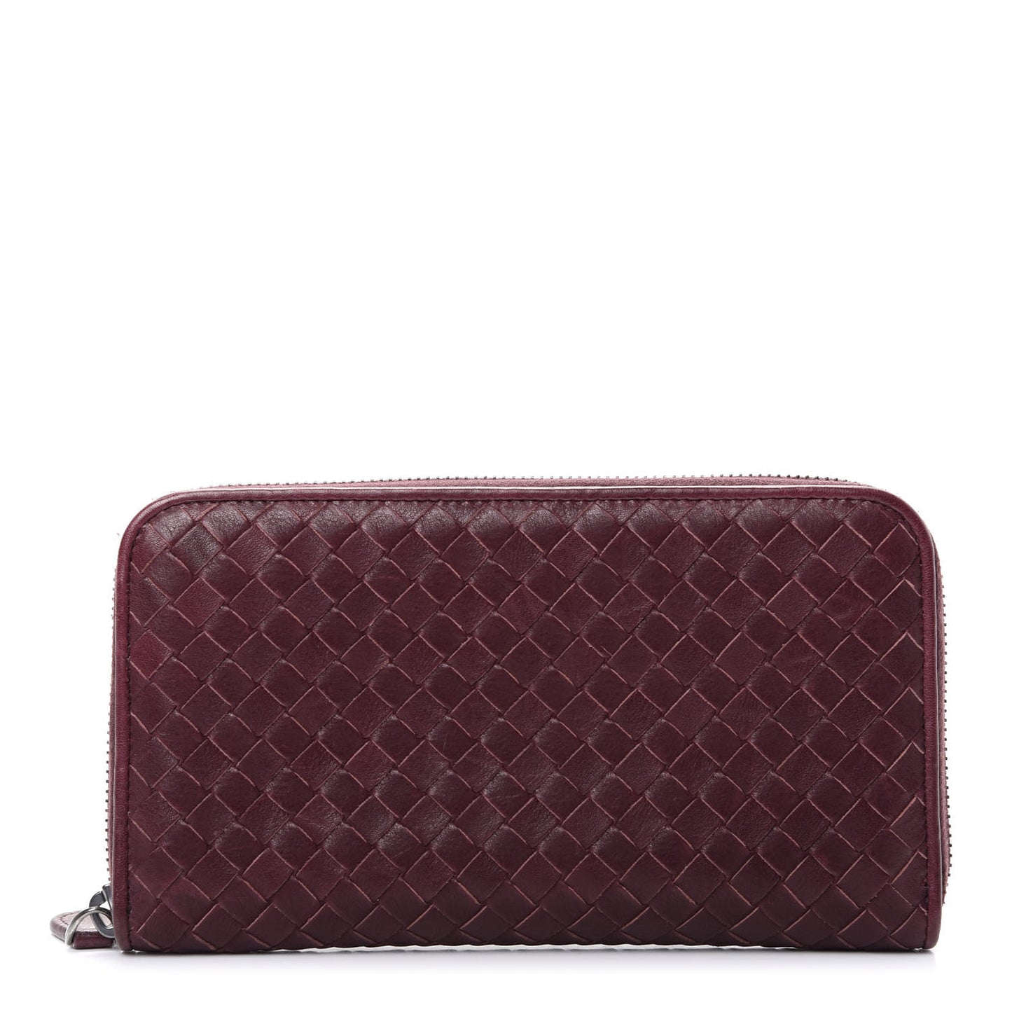 Nappa Intrecciato Zip Around Wallet Aubergine