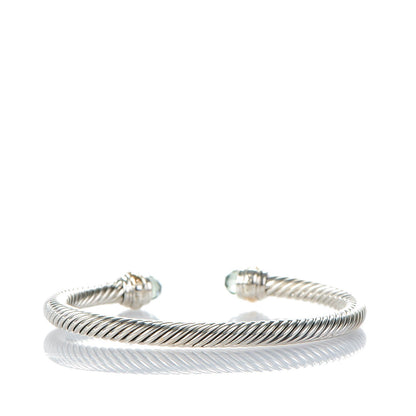 David Yurman Sterling Silver 14K Yellow Gold Prasiolite 5mm Cable Classics Bracelet 3 of 6
