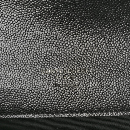 Saint Laurent Grain De Poudre Matelasse Chevron Monogram Envelope Clutch Black 6 of 10