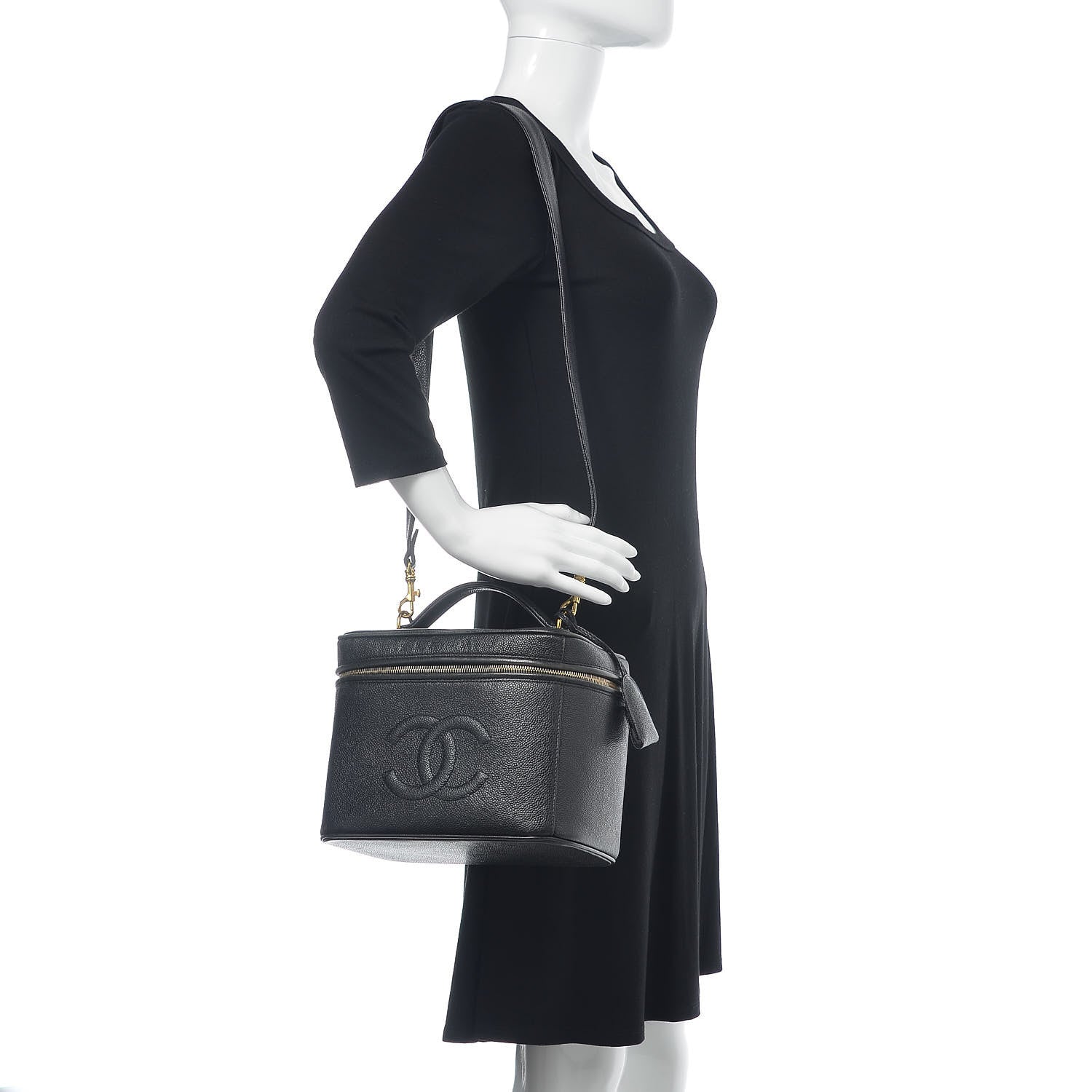 Chanel Caviar CC Vanity Train Case Black 2 of 17