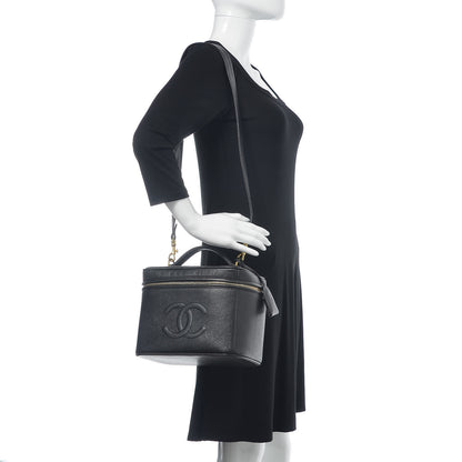 Chanel Caviar CC Vanity Train Case Black 2 of 17