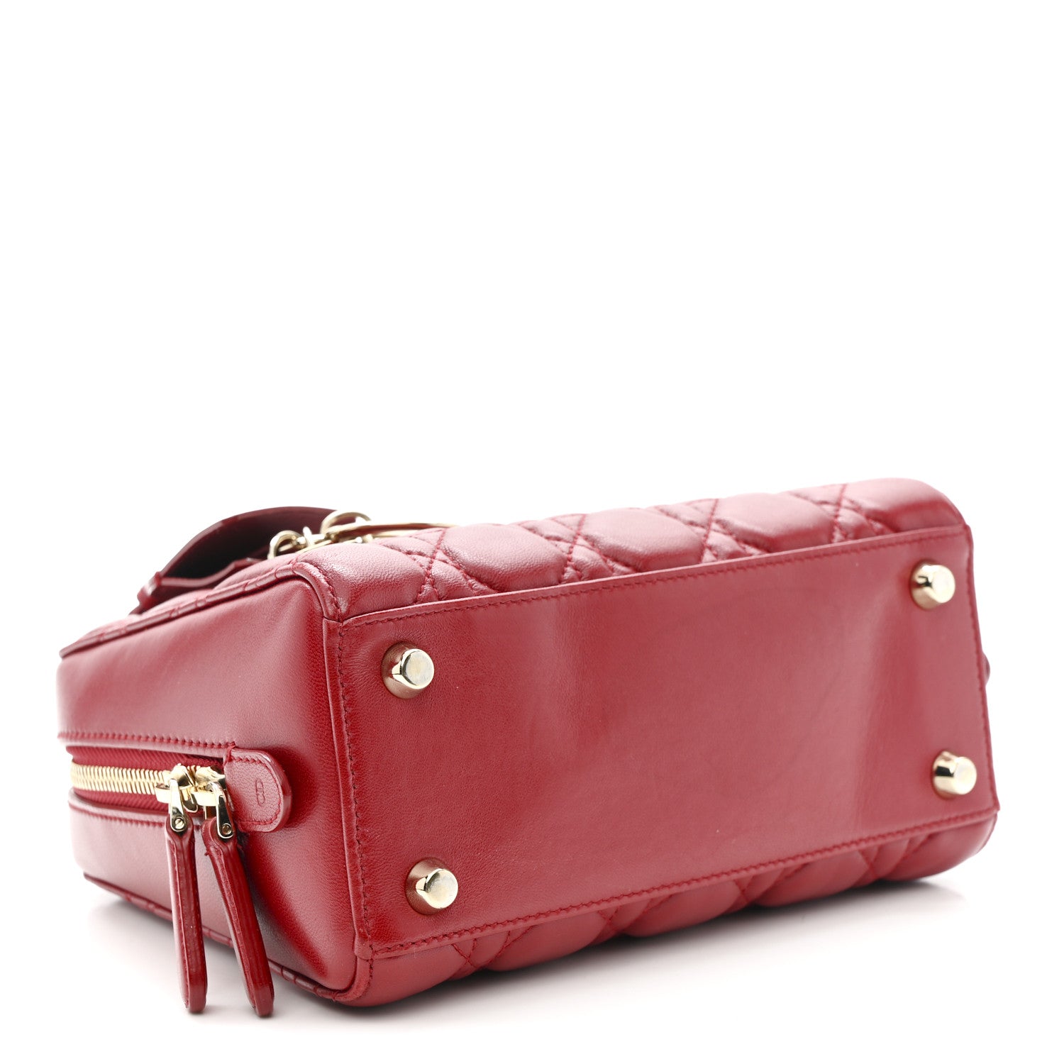Christian Dior Lambskin Cannage Lily Tote Dark Red 4 of 14
