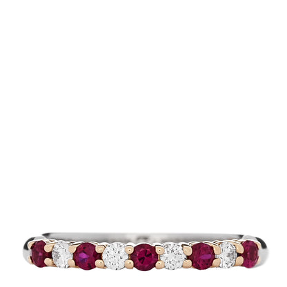 Tiffany Platinum 18K Yellow Gold Diamond Ruby Embrace Half Circle Ring 51 5.75 1 of 5