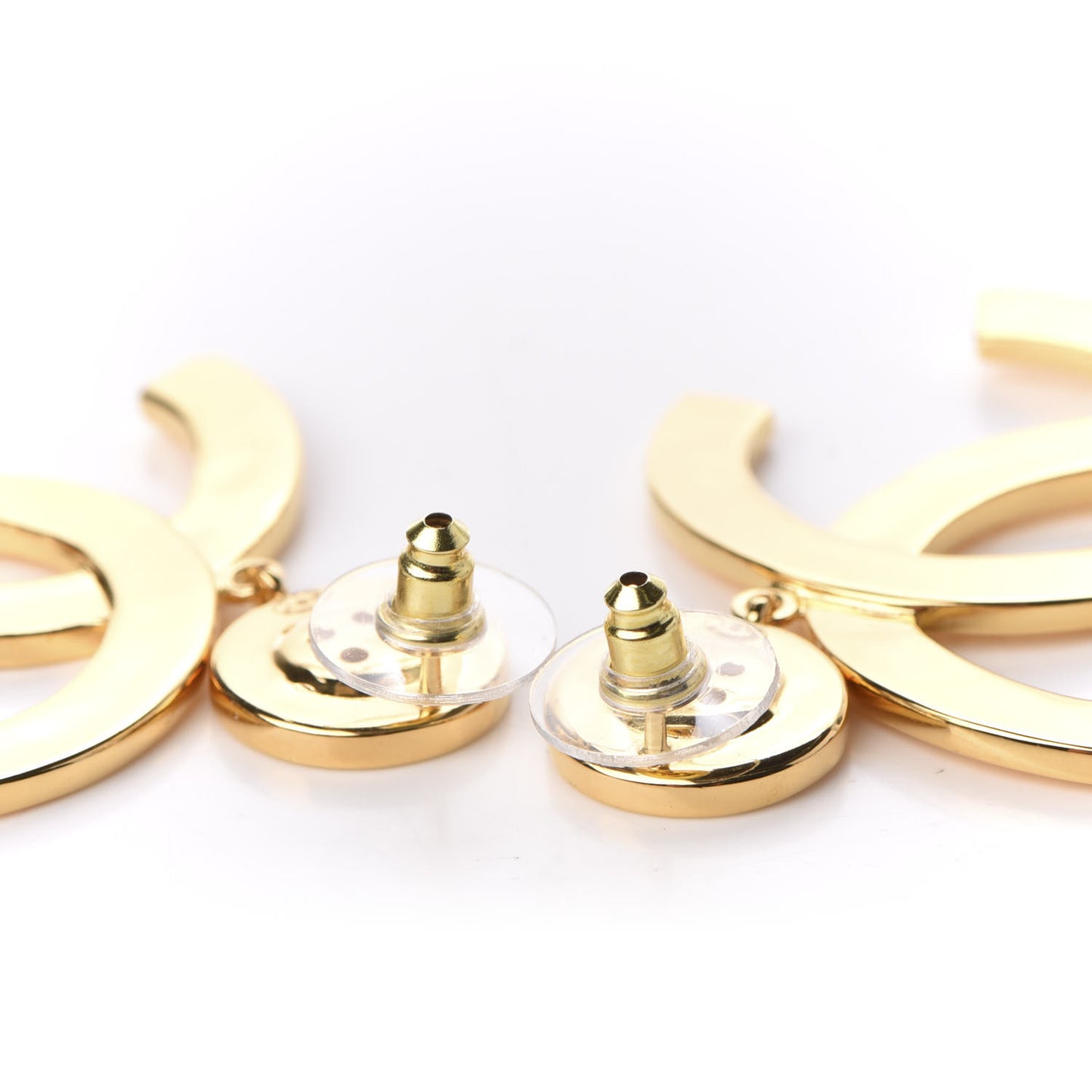 Metal Large Paris Button Earrings Gold
