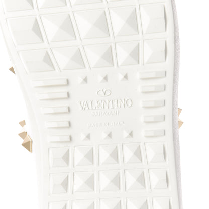 Valentino Garavani Calfskin Embroidered Heart Rockstud Untitled Open Sneakers 37 White 6 of 8