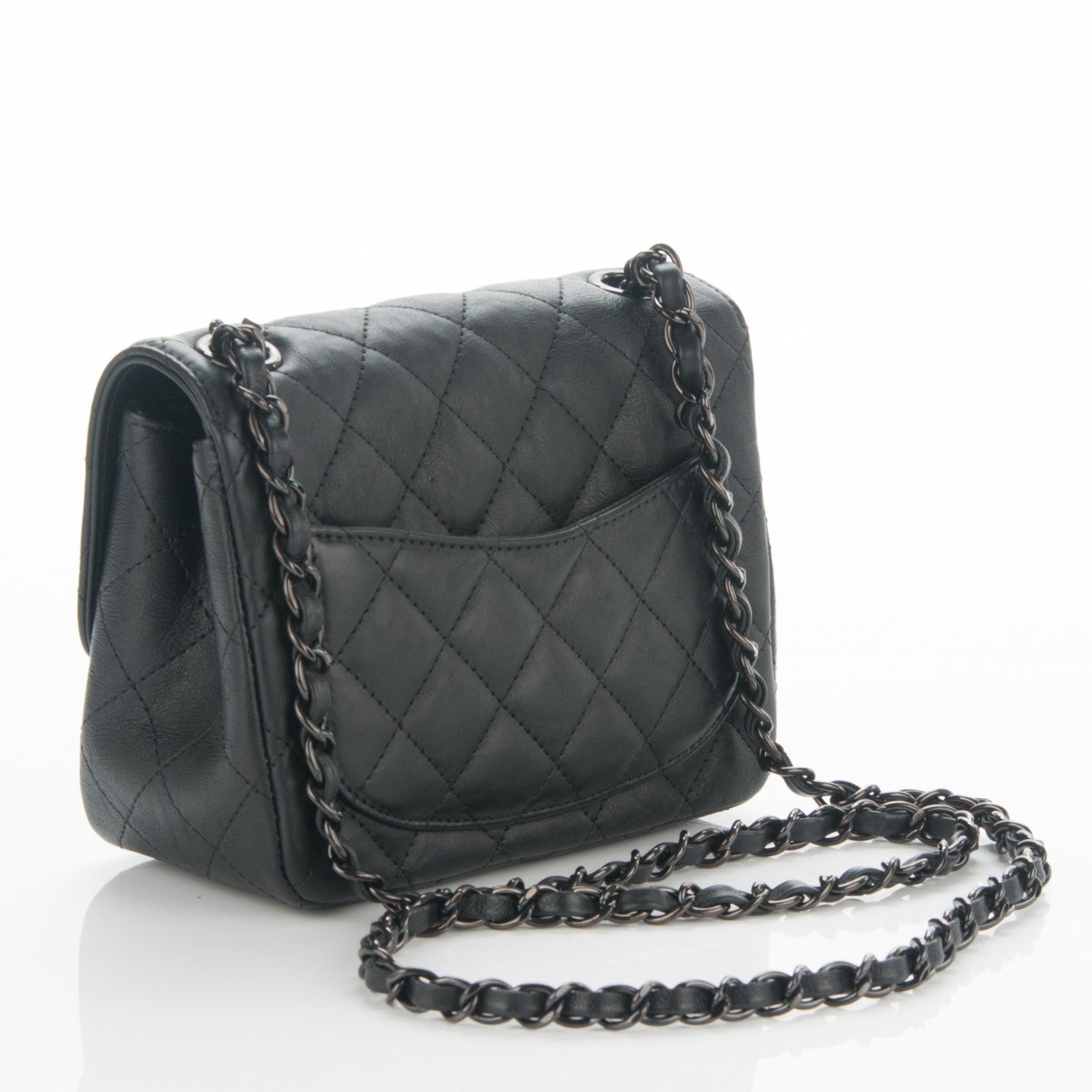 Chanel Crumpled Calfskin Quilted Mini Square Flap So Black 3 of 7