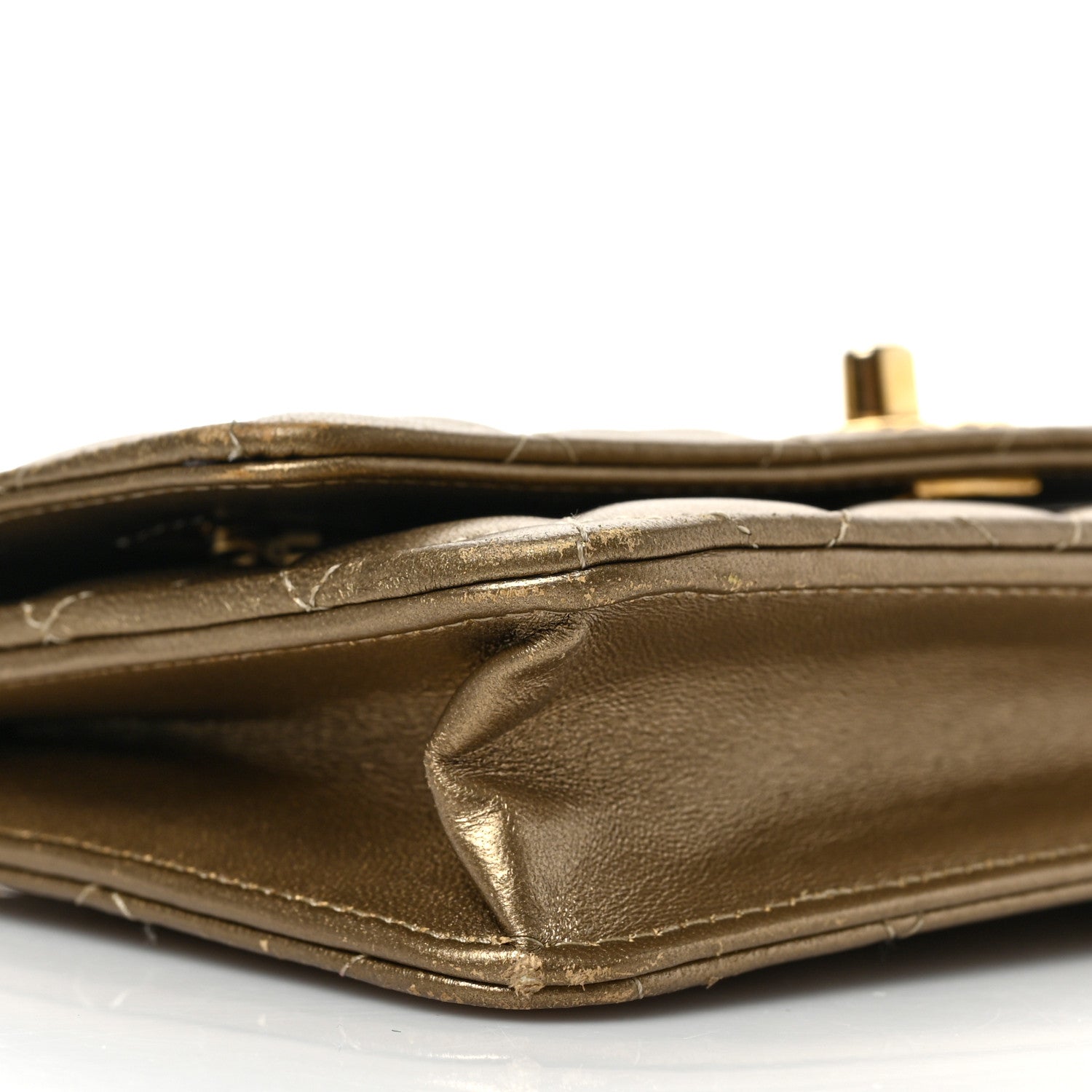 Chanel Metallic Lambskin Quilted CC Wallet On Chain WOC Gold 8 of 9