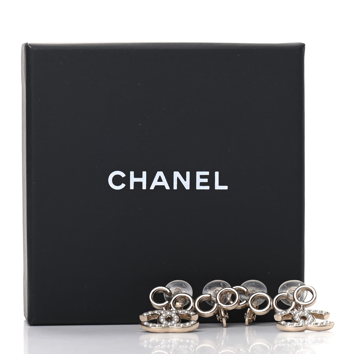 Chanel Metal Pearl CC Coco Climber Clip On Earrings Gold 5 of 5