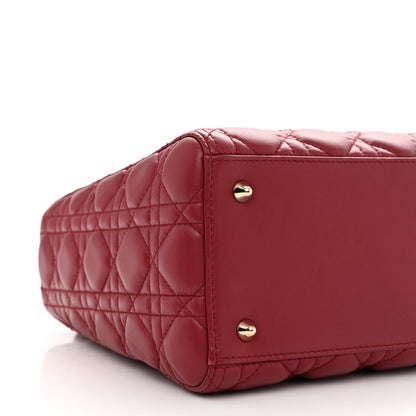 Christian Dior Lambskin Cannage Medium Lady Dior Red 9 of 12