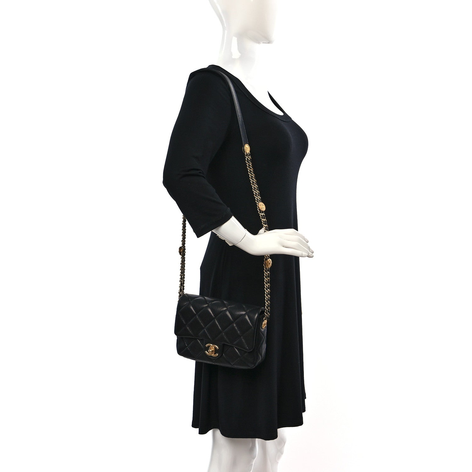 Chanel Caviar Quilted Small Twist Your Buttons Flap Black 2 of 10