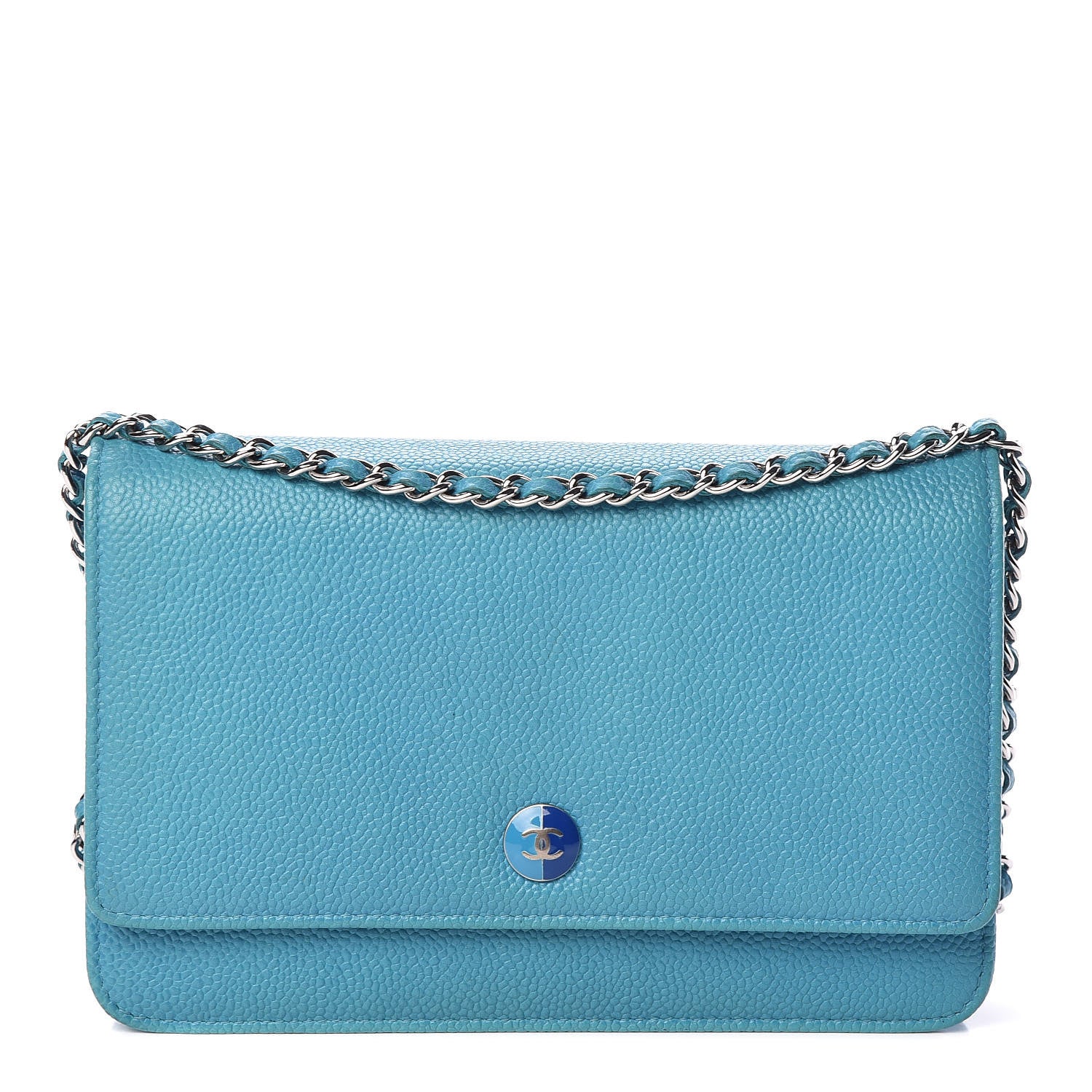 Chanel Caviar Wallet On Chain WOC Turquoise 1 of 16