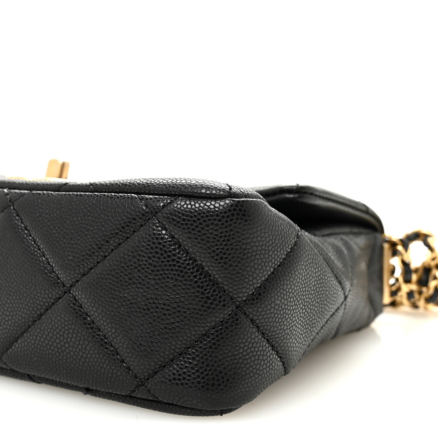 Chanel Shiny Caviar Quilted Mini Chain Messenger Flap Bag Black 10 of 11