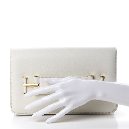 Tom Ford Grained Calfskin Small Tara Clutch White 2 of 9