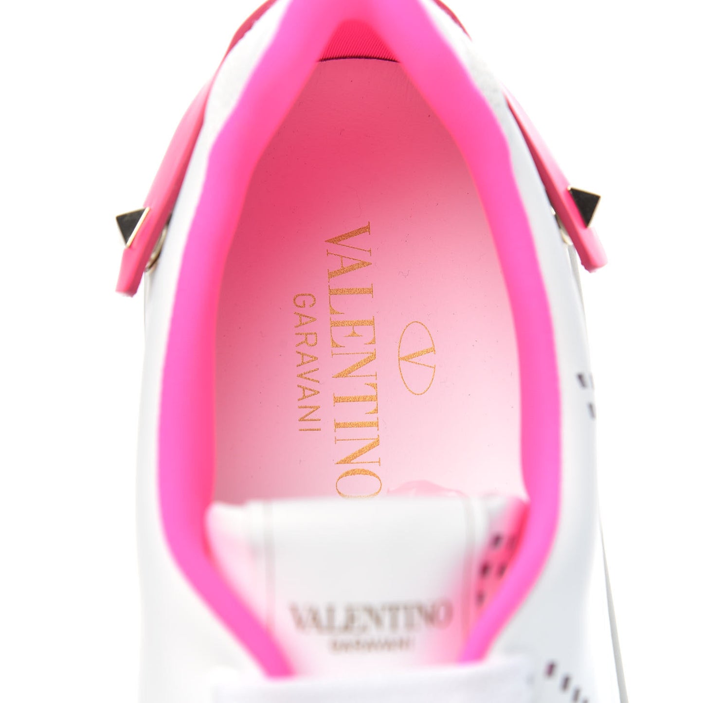 Calfskin Womens Backnet Sneakers 38.5 White Fuchsia