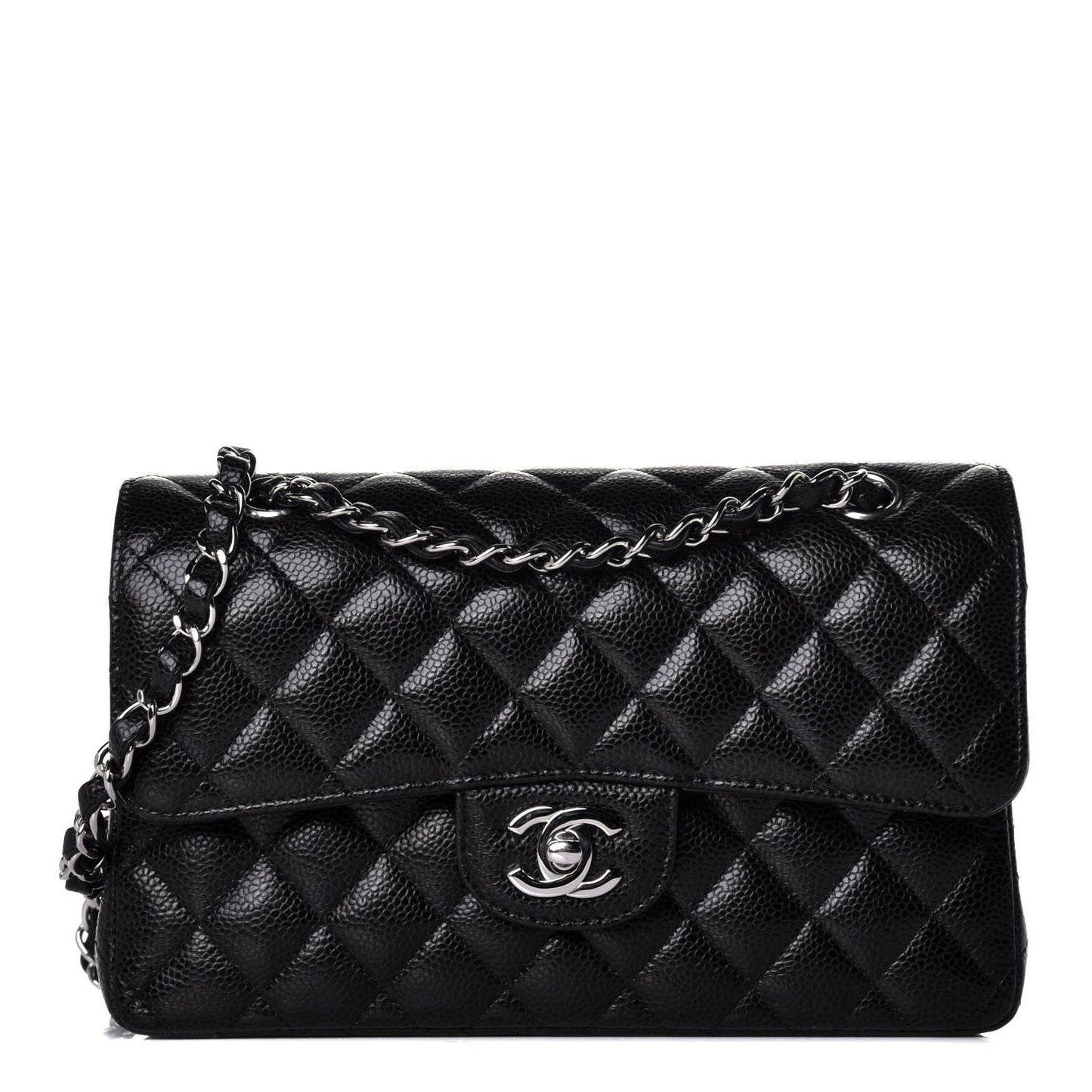 Caviar Quilted Small Double Flap Black