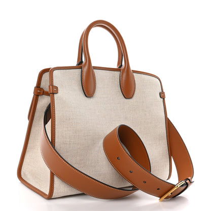 Salvatore Ferragamo Canvas Calfskin Medium The Studio Bag Beige Brown 3 of 8