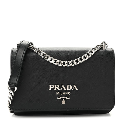Prada Saffiano Soft Calf Chain Crossbody Bag Black 1 of 10