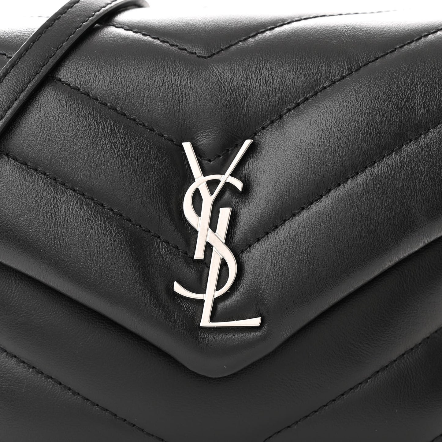 Calfskin Y Quilted Monogram Toy Loulou Crossbody Bag Black