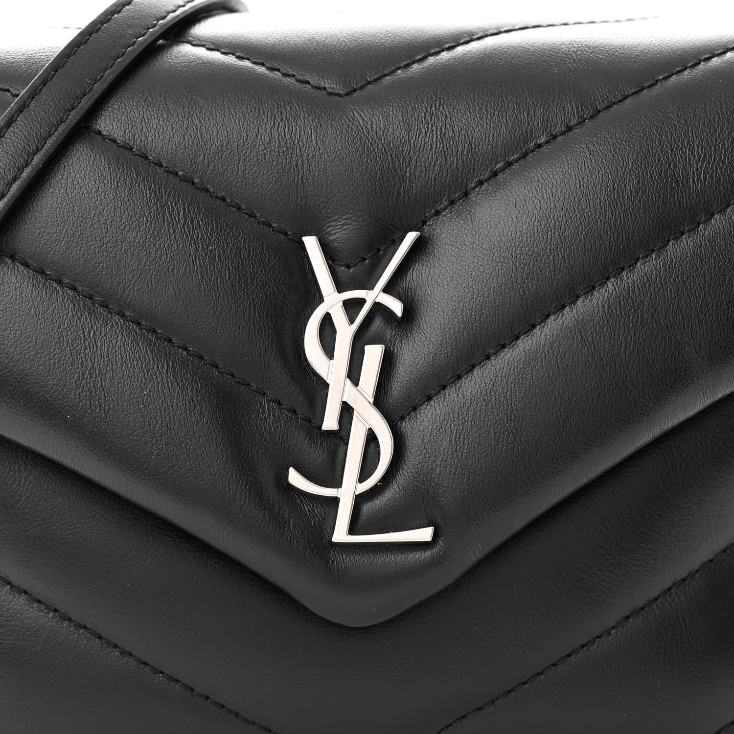 Saint Laurent Calfskin Y Quilted Monogram Toy Loulou Crossbody Bag Black 9 of 11