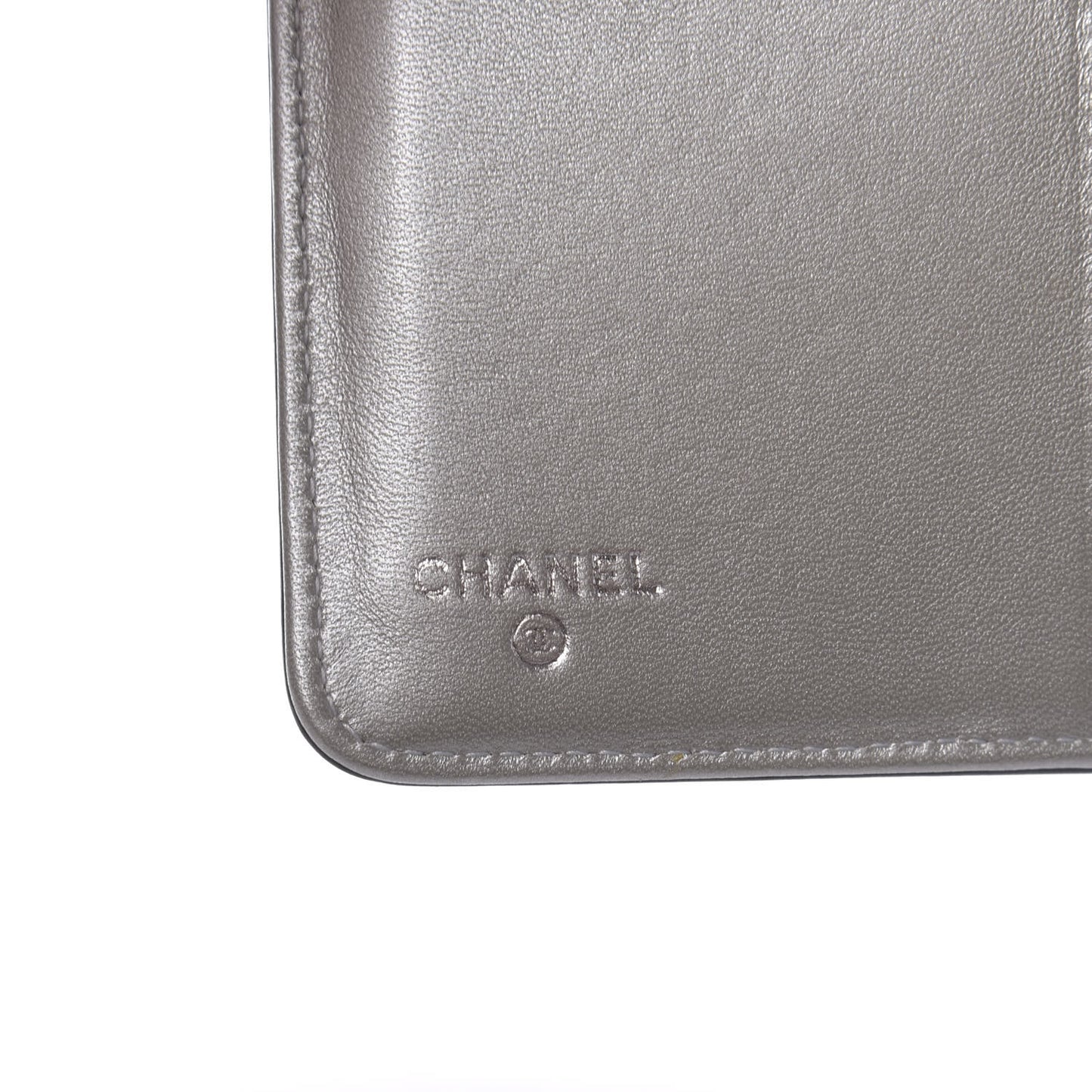 Lambskin Camellia Embossed Zipped Pocket Wallet Black