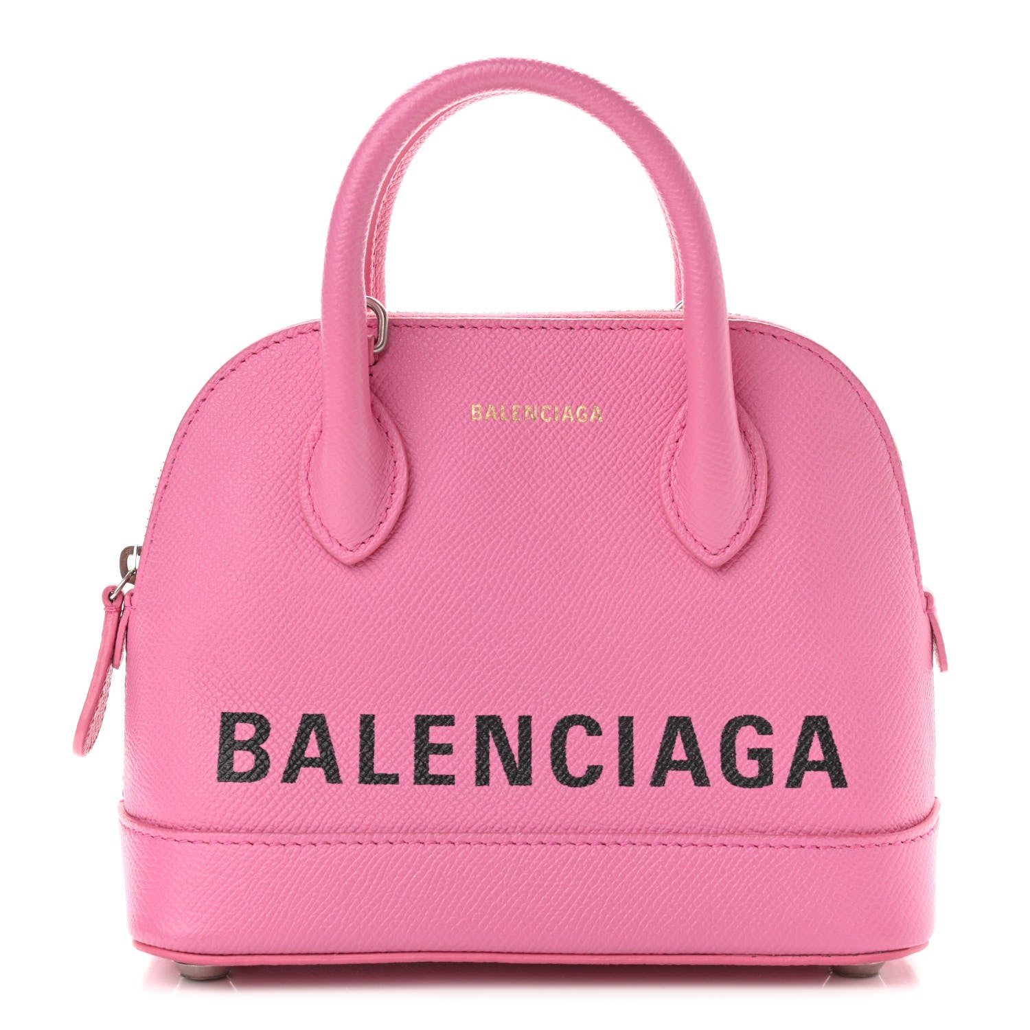Balenciaga Signature Grained Calfskin Logo XXS Ville Top Handle Bag Rose Bubblegum Black 1 of 11