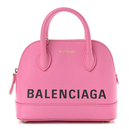 Balenciaga Signature Grained Calfskin Logo XXS Ville Top Handle Bag Rose Bubblegum Black 1 of 11