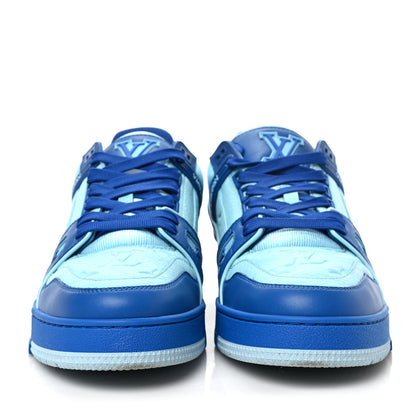 Louis Vuitton Calfskin Monogram Mens LV Trainer Sneakers 8 Blue 2 of 8