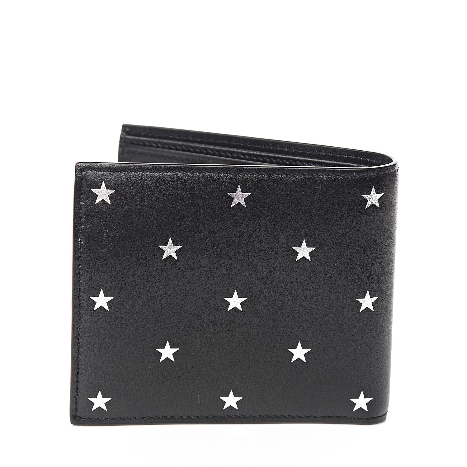 Saint Laurent Calfskin Star Print Bi-Fold Wallet Black 9 of 12