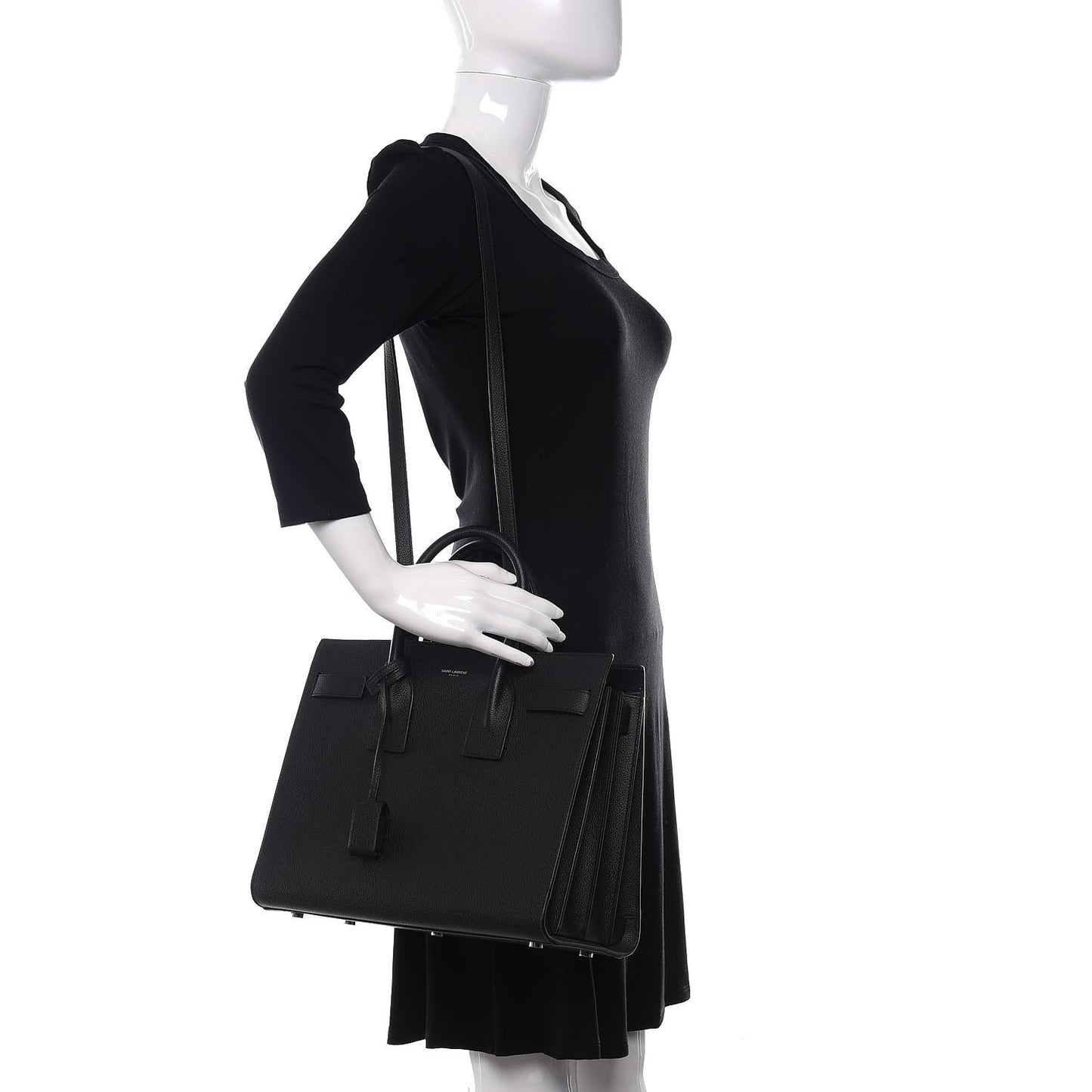 Grained Calfskin Small Sac De Jour Black