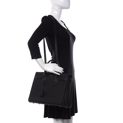 Saint Laurent Grained Calfskin Small Sac De Jour Black 2 of 11