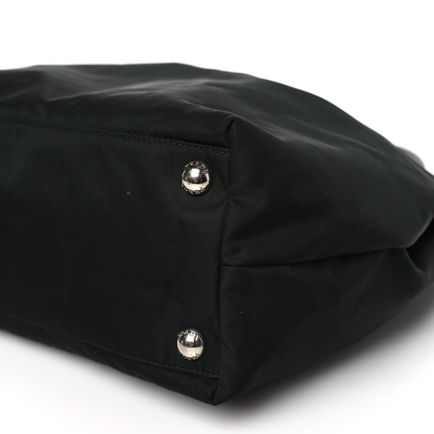 Tessuto Nylon Nappa Braided Top Handle Bag Black