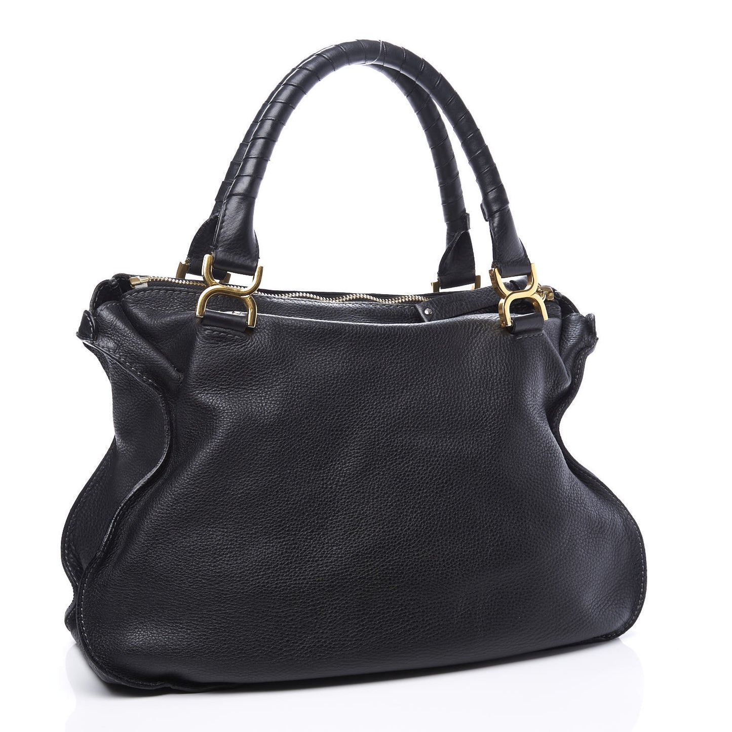 Calfskin Large Marcie Satchel Black