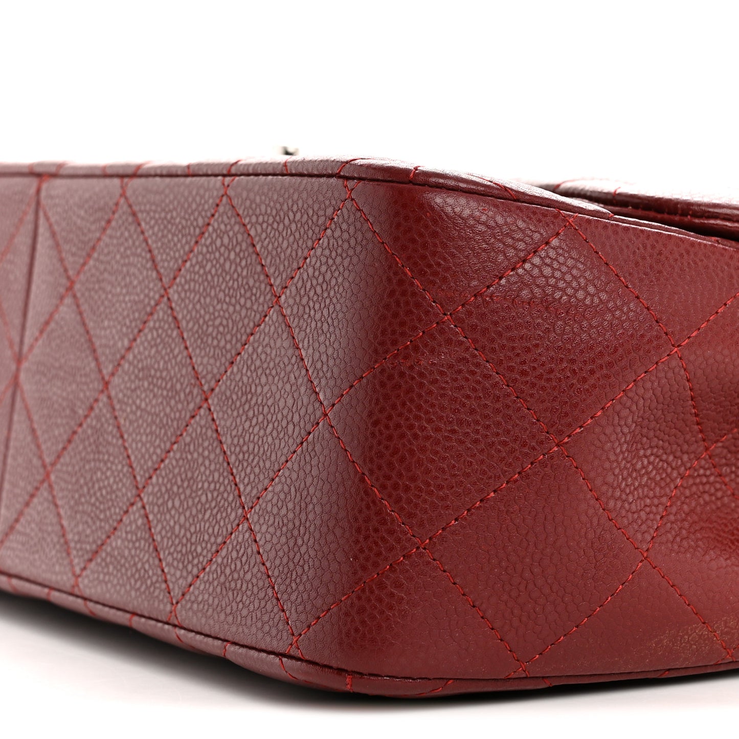Caviar Quilted Jumbo Double Flap Dark Red