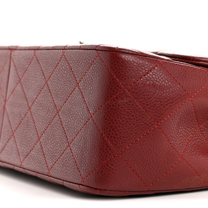 Chanel Caviar Quilted Jumbo Double Flap Dark Red 10 of 10