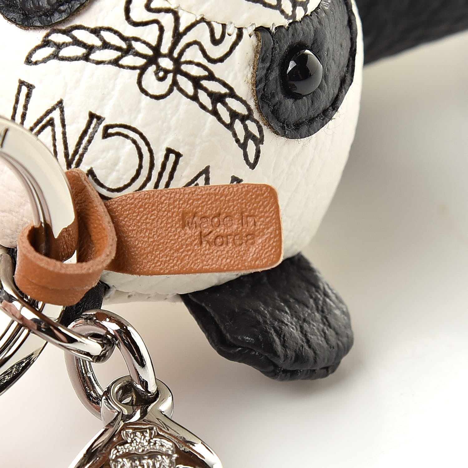MCM Visetos Panda Animal Key Ring Bag Charm Black White 4 of 4