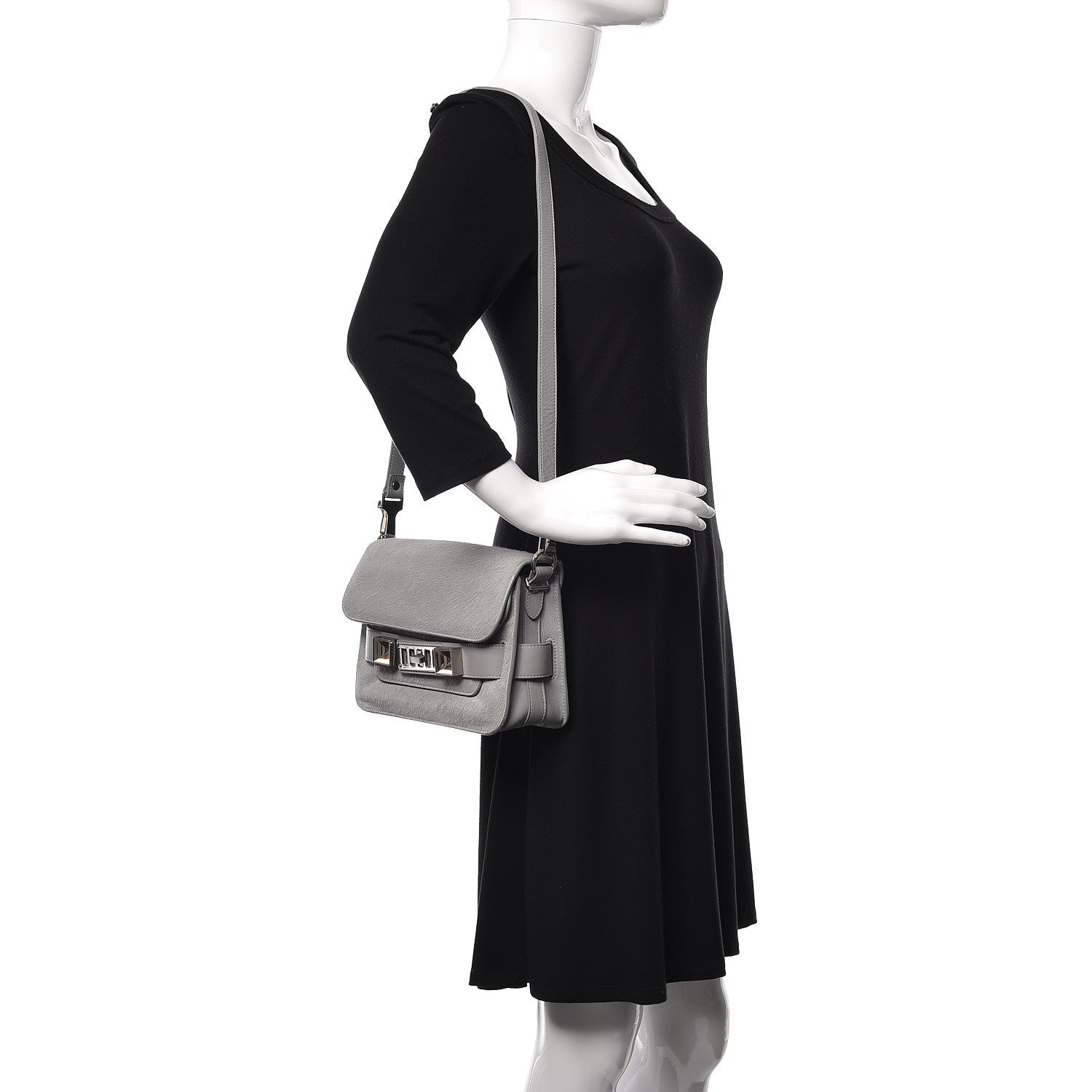 Proenza Schouler Calf Hair Mini PS11 Classic Shoulder Bag Grey 2 of 13