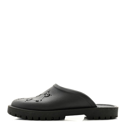 Gucci Rubber GG Monogram Perforated Mens Slip On Sandals 6 Black 1 of 9