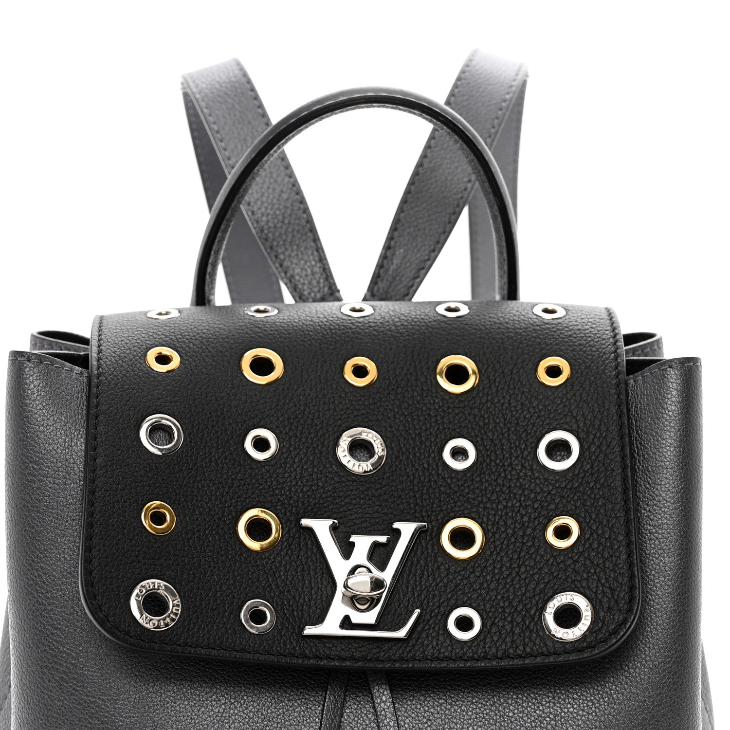 Louis Vuitton Metallic Calfskin Eyelet Lockme Backpack Black 5 of 9