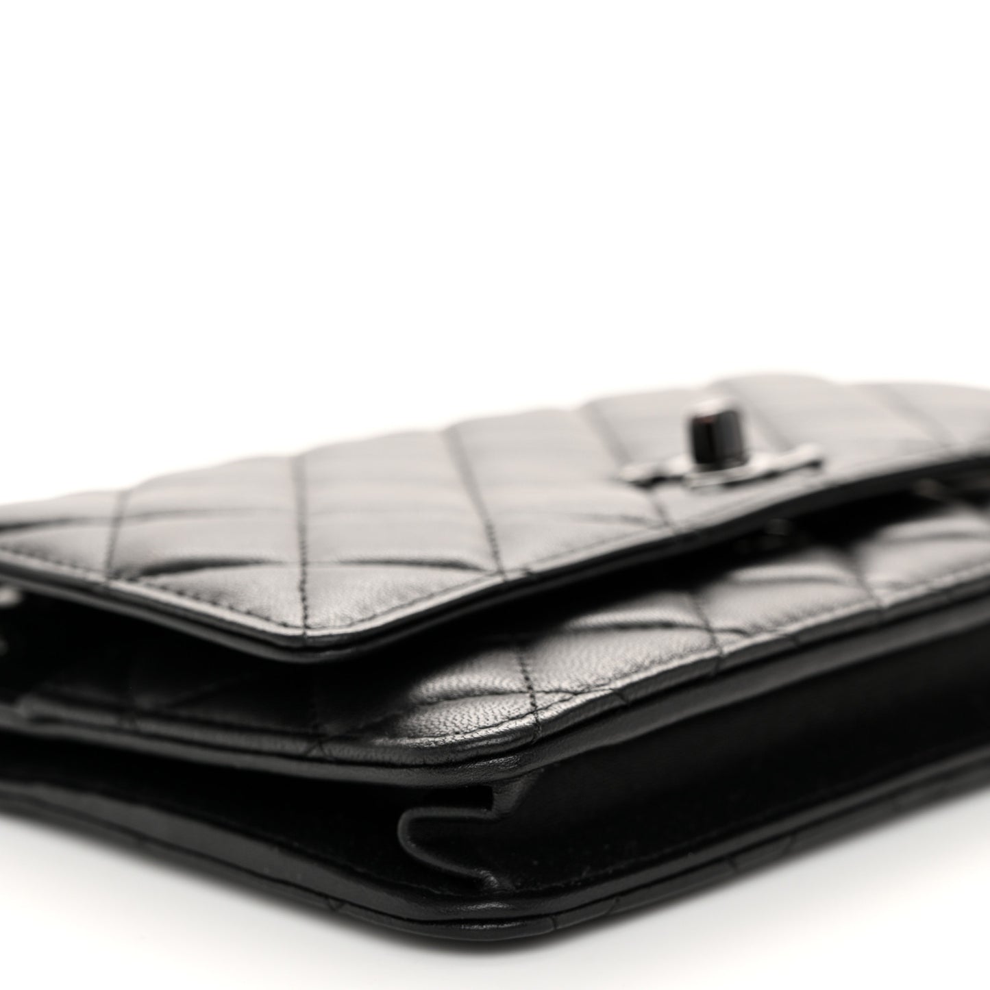 Lambskin Quilted Trendy CC Wallet On Chain WOC So Black