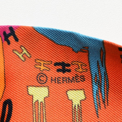 Hermes Silk 1001 H Twilly Orange Fuchsia Bleu 4 of 6
