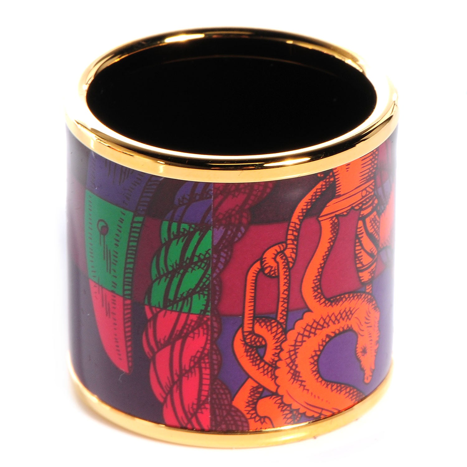 Hermes Enamel Printed Della Cavalleria Scarf Ring 3 of 6