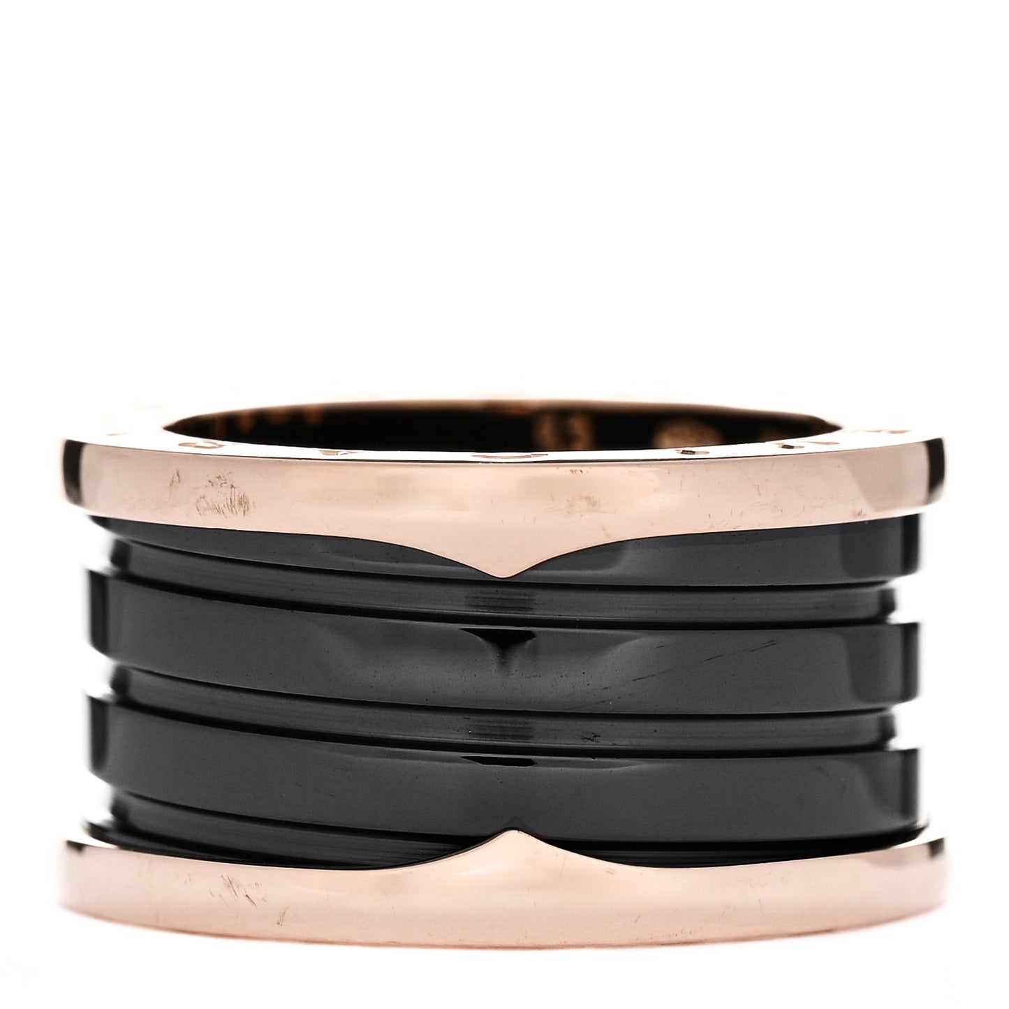 18K Rose Gold Black Ceramic B.Zero1 Four-Band Ring 53 6.25