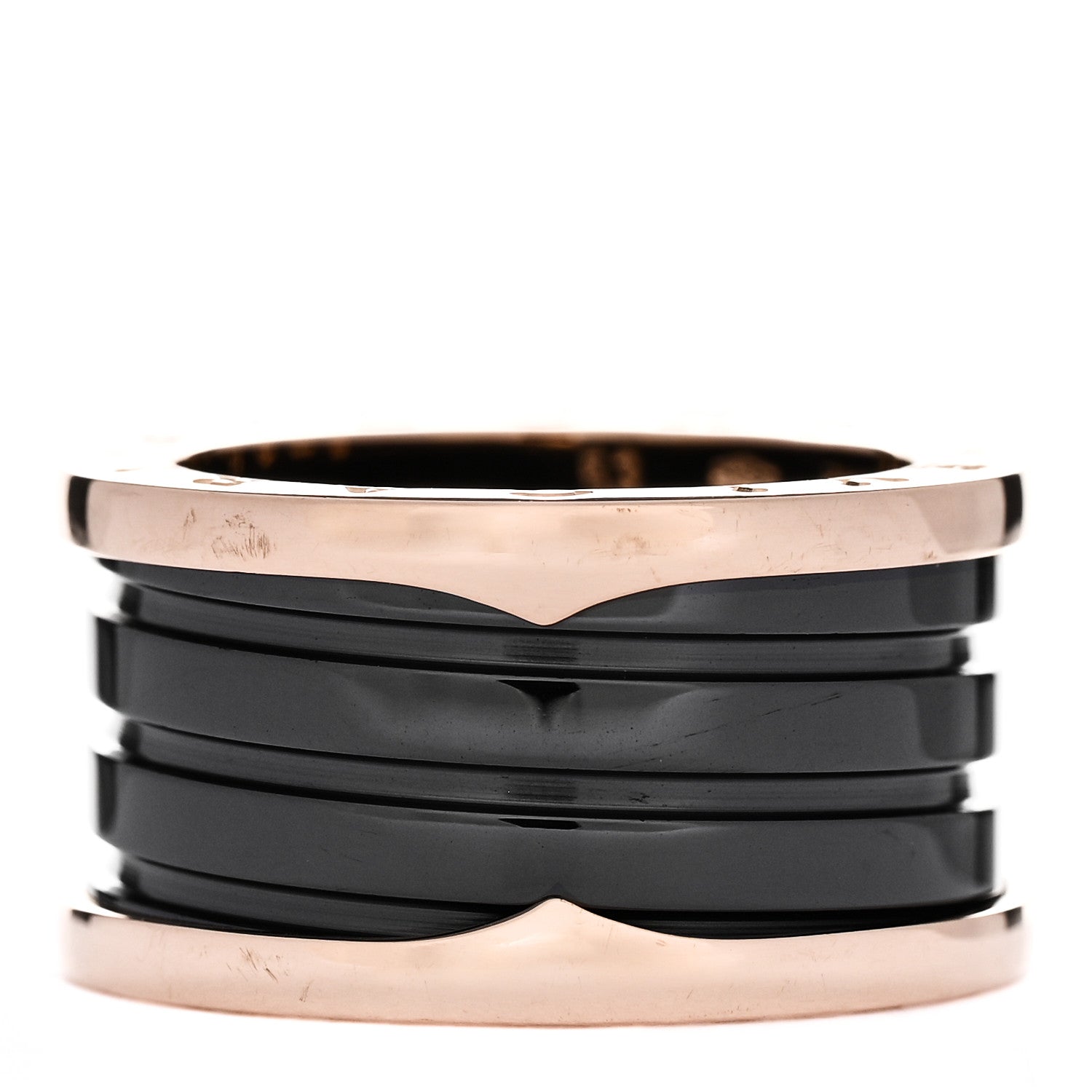 Bulgari 18K Rose Gold Black Ceramic B.Zero1 Four-Band Ring 53 6.25 1 of 5