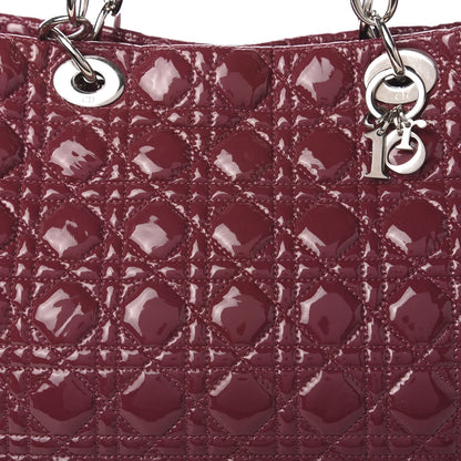 Christian Dior Patent Cannage Large Dior Soft Shopping Tote Dark Pink 10 of 13
