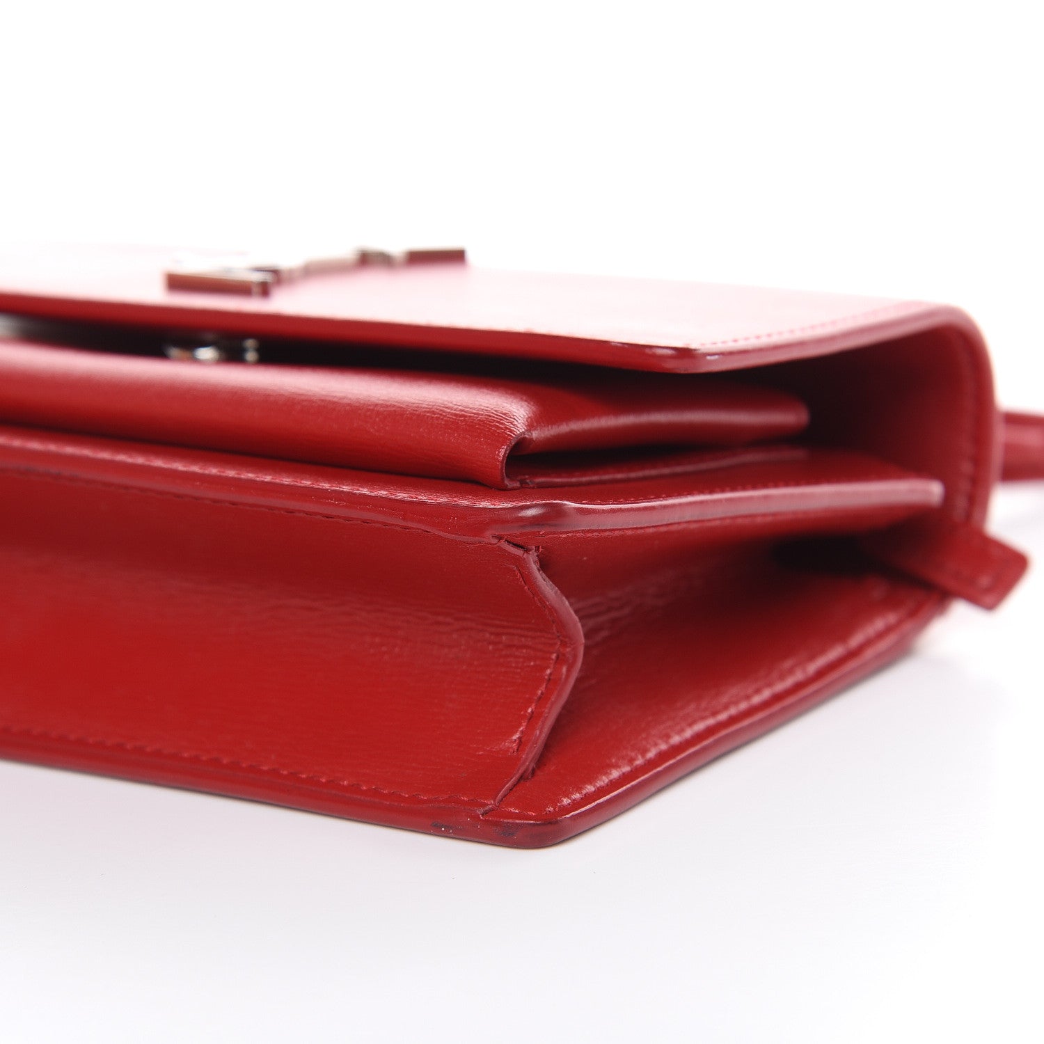 Saint Laurent Calfskin Monogram Sunset Chain Wallet Red 8 of 11