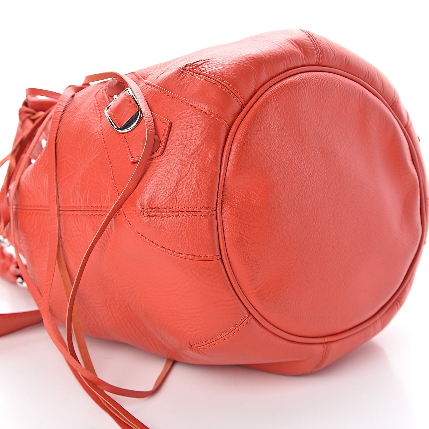 Matte Goatskin Rubber Covered Classic Hardware Mini Pompon Rouge Coquelicot Rouge Braise